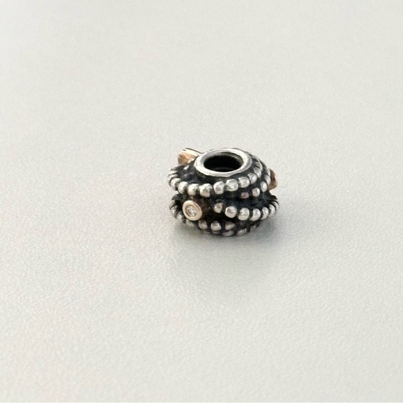 Pandora 925 14K Gold Diamond Entangled Beauty Rare Retired Bead Charm - Picture 2 of 8